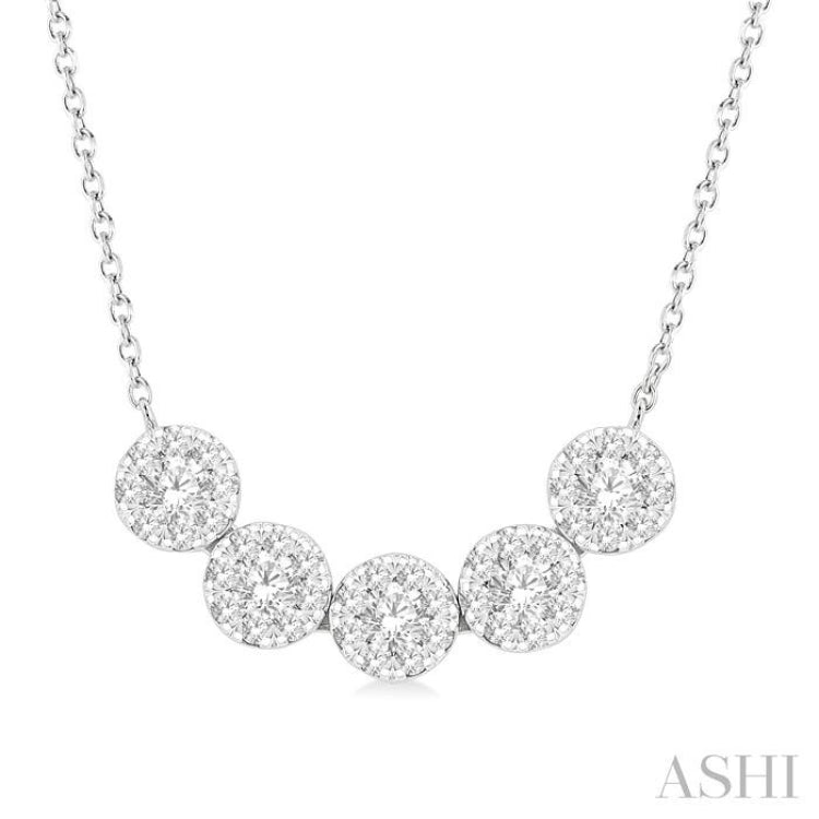 1/2 Ctw 5-Stone Circular Mount Lovebright Round Cut Diamond Necklace in 14K White Gold 1/2 Ctw 5-Stone Circular Mount Lovebright Round Cut Diamond Necklace in 14K White Gold