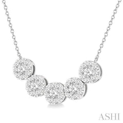 1/2 Ctw 5-Stone Circular Mount Lovebright Round Cut Diamond Necklace in 14K White Gold 1/2 Ctw 5-Stone Circular Mount Lovebright Round Cut Diamond Necklace in 14K White Gold