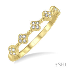 1/10 Ctw Floral Cutout Round Cut Diamond Stackable Fashion Band in 10K Yellow Gold 1/10 Ctw Floral Cutout Round Cut Diamond Stackable Fashion Band in 10K Yellow Gold