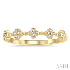 1/10 Ctw Floral Cutout Round Cut Diamond Stackable Fashion Band in 10K Yellow Gold 1/10 Ctw Floral Cutout Round Cut Diamond Stackable Fashion Band in 10K Yellow Gold