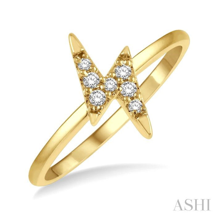 1/10 Ctw Lightning Bolt Round Cut Diamond Petite Fashion Ring in 10K Yellow Gold 1/10 Ctw Lightning Bolt Round Cut Diamond Petite Fashion Ring in 10K Yellow Gold