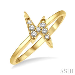 1/10 Ctw Lightning Bolt Round Cut Diamond Petite Fashion Ring in 10K Yellow Gold 1/10 Ctw Lightning Bolt Round Cut Diamond Petite Fashion Ring in 10K Yellow Gold