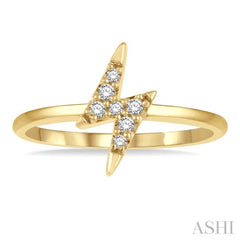 1/10 Ctw Lightning Bolt Round Cut Diamond Petite Fashion Ring in 10K Yellow Gold 1/10 Ctw Lightning Bolt Round Cut Diamond Petite Fashion Ring in 10K Yellow Gold