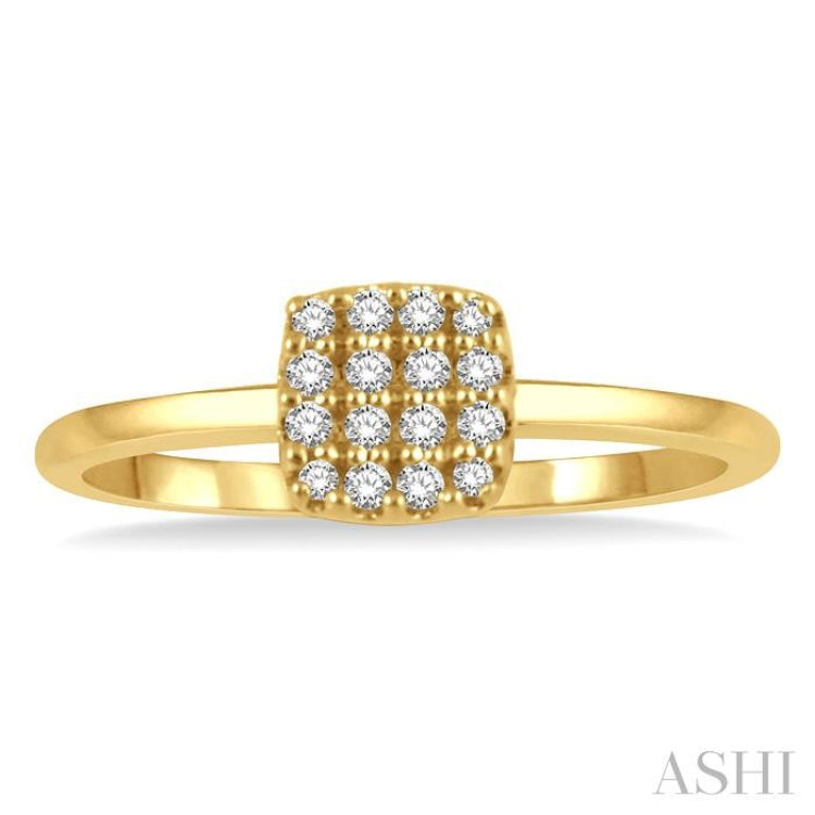 1/8 Ctw Cushion Shape Round Cut Diamond Petite Fashion Ring in 10K Yellow Gold 1/8 Ctw Cushion Shape Round Cut Diamond Petite Fashion Ring in 10K Yellow Gold