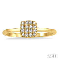 1/8 Ctw Cushion Shape Round Cut Diamond Petite Fashion Ring in 10K Yellow Gold 1/8 Ctw Cushion Shape Round Cut Diamond Petite Fashion Ring in 10K Yellow Gold