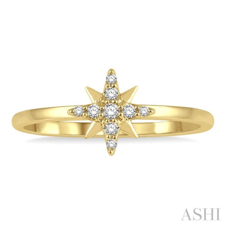 1/10 Ctw Star Center Round Cut Diamond Petite Fashion Ring in 10K Yellow Gold 1/10 Ctw Star Center Round Cut Diamond Petite Fashion Ring in 10K Yellow Gold