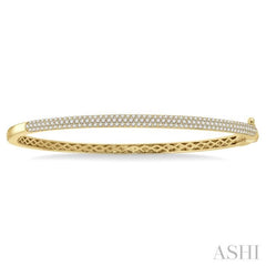 1 Ctw Round Cut Diamond Fashion Bangle in 14K Yellow Gold 1 Ctw Round Cut Diamond Fashion Bangle in 14K Yellow Gold