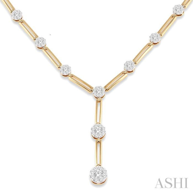 2 Ctw Lovebright Round Cut Diamond Elongated Link Necklace in 14K Yellow and White Gold 2 Ctw Lovebright Round Cut Diamond Elongated Link Necklace in 14K Yellow and White Gold