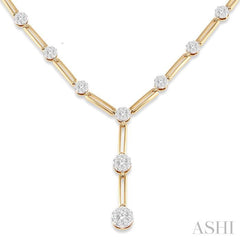 2 Ctw Lovebright Round Cut Diamond Elongated Link Necklace in 14K Yellow and White Gold 2 Ctw Lovebright Round Cut Diamond Elongated Link Necklace in 14K Yellow and White Gold