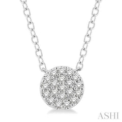 1/8 Ctw Disc Shape Round Cut Diamond Petite Fashion Pendant With Chain in 10K White Gold 1/8 Ctw Disc Shape Round Cut Diamond Petite Fashion Pendant With Chain in 10K White Gold