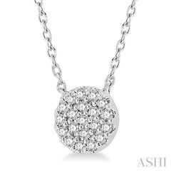1/8 Ctw Disc Shape Round Cut Diamond Petite Fashion Pendant With Chain in 10K White Gold 1/8 Ctw Disc Shape Round Cut Diamond Petite Fashion Pendant With Chain in 10K White Gold