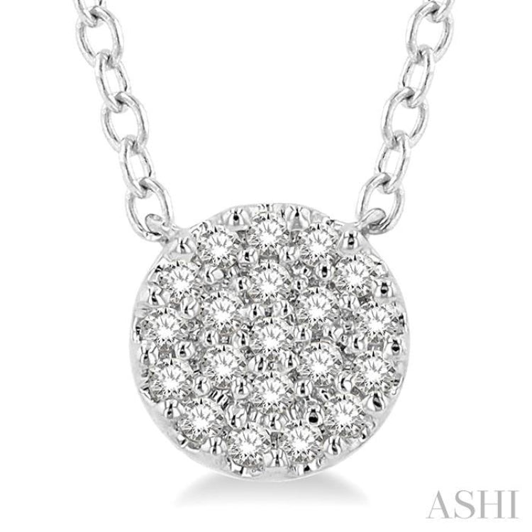 1/8 Ctw Disc Shape Round Cut Diamond Petite Fashion Pendant With Chain in 10K White Gold 1/8 Ctw Disc Shape Round Cut Diamond Petite Fashion Pendant With Chain in 10K White Gold