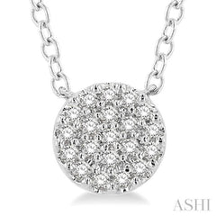 1/8 Ctw Disc Shape Round Cut Diamond Petite Fashion Pendant With Chain in 10K White Gold 1/8 Ctw Disc Shape Round Cut Diamond Petite Fashion Pendant With Chain in 10K White Gold