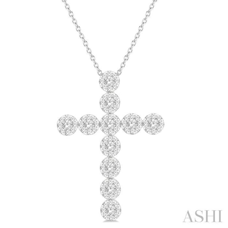 3/4 Ctw Lovebright Round Cut Diamond Cross Pendant in 14K White Gold with Chain 3/4 Ctw Lovebright Round Cut Diamond Cross Pendant in 14K White Gold with Chain