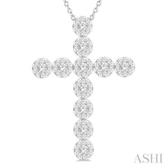 3/4 Ctw Lovebright Round Cut Diamond Cross Pendant in 14K White Gold with Chain 3/4 Ctw Lovebright Round Cut Diamond Cross Pendant in 14K White Gold with Chain