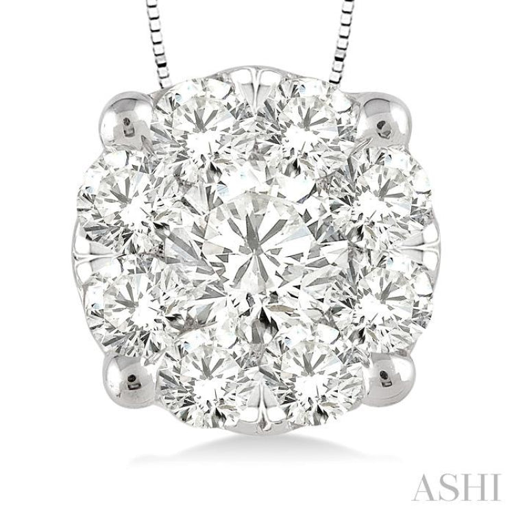 1/2 Ctw Lovebright Round Cut Diamond Pendant in 14K White Gold with Chain 1/2 Ctw Lovebright Round Cut Diamond Pendant in 14K White Gold with Chain