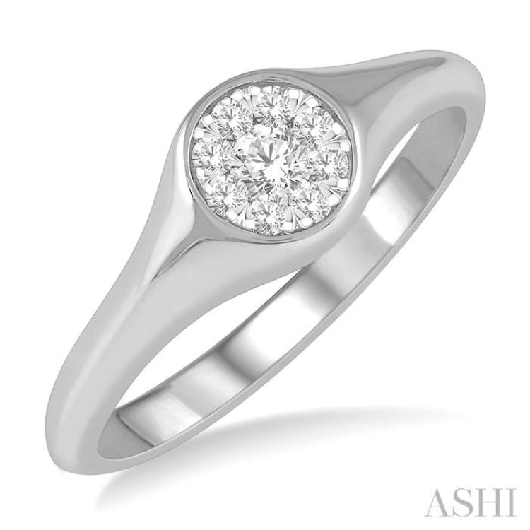 1/6 Ctw Round Shape Lovebright Diamond Ring in 14K White Gold 1/6 Ctw Round Shape Lovebright Diamond Ring in 14K White Gold