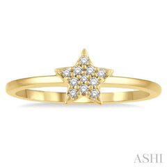 1/10 Ctw Star Round Cut Diamond Petite Fashion Ring in 10K Yellow Gold 1/10 Ctw Star Round Cut Diamond Petite Fashion Ring in 10K Yellow Gold