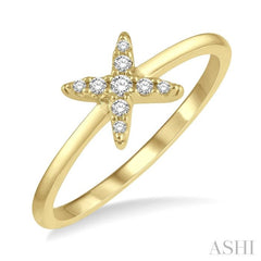1/10 Ctw Floral Round Cut Diamond Petite Fashion Ring in 10K Yellow Gold 1/10 Ctw Floral Round Cut Diamond Petite Fashion Ring in 10K Yellow Gold