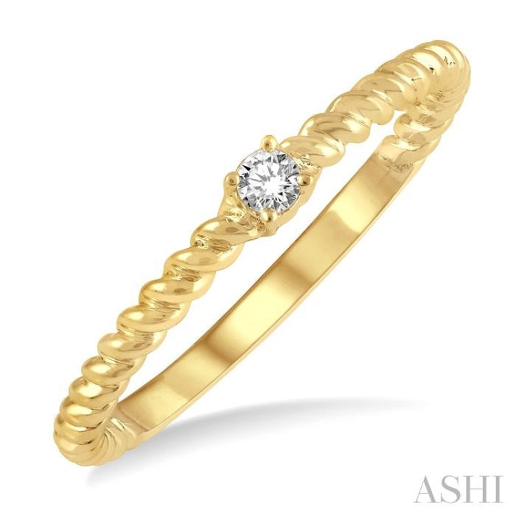 1/20 Ctw Rope Shank Round Cut Diamond Petite Promise Ring in 10K Yellow Gold 1/20 Ctw Rope Shank Round Cut Diamond Petite Promise Ring in 10K Yellow Gold