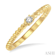 1/20 Ctw Rope Shank Round Cut Diamond Petite Promise Ring in 10K Yellow Gold 1/20 Ctw Rope Shank Round Cut Diamond Petite Promise Ring in 10K Yellow Gold