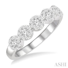 1/2 Ctw 5-Stone Lovebright Round Cut Diamond Band in 14K White Gold 1/2 Ctw 5-Stone Lovebright Round Cut Diamond Band in 14K White Gold