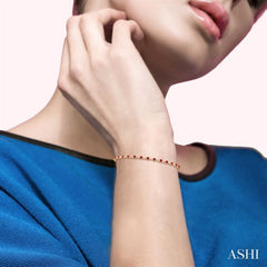 2.5 MM Round Cut Ruby and 1/2 Ctw Round Cut Diamond Precious Bracelet in 10K Yellow Gold 2.5 MM Round Cut Ruby and 1/2 Ctw Round Cut Diamond Precious Bracelet in 10K Yellow Gold