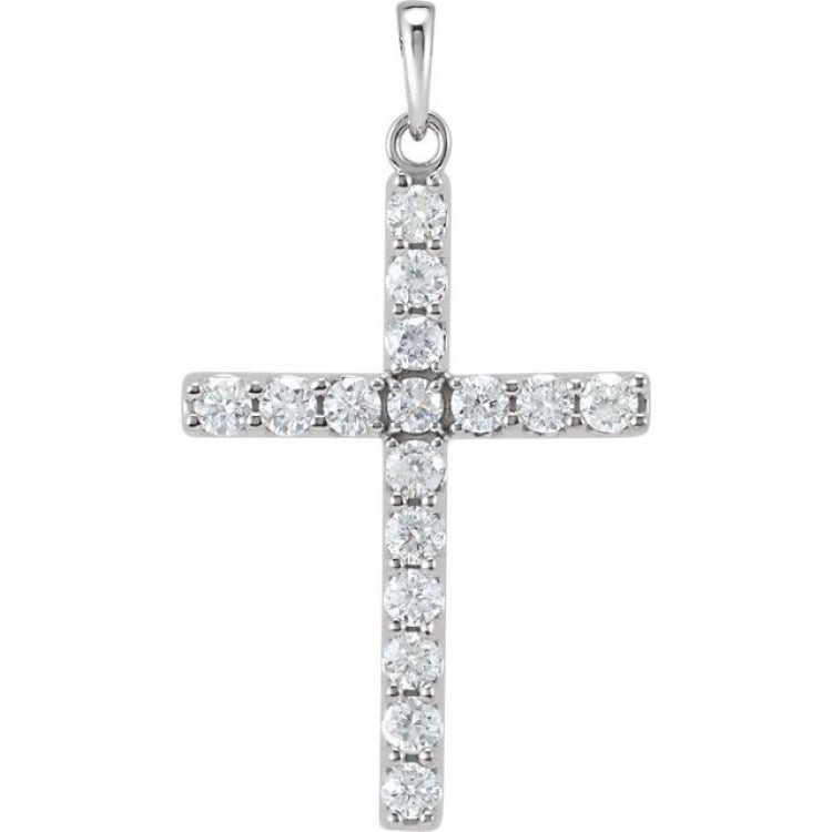 14K White 1 CTW Lab-Grown Diamond Cross Pendant 14K White 1 CTW Lab-Grown Diamond Cross Pendant