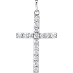 14K White 1 CTW Lab-Grown Diamond Cross Pendant 14K White 1 CTW Lab-Grown Diamond Cross Pendant