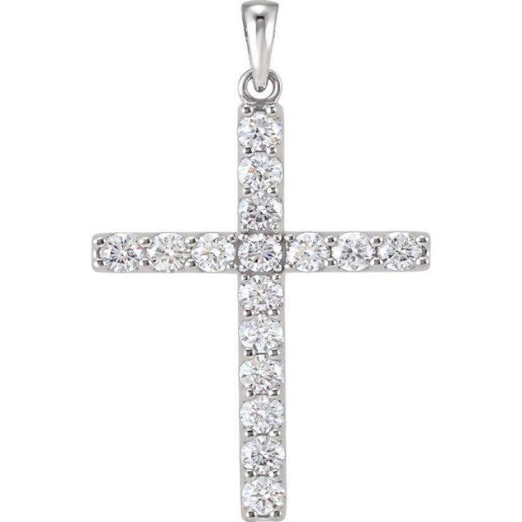 14K White 1/2 CTW Lab-Grown Diamond Cross Pendant 14K White 1/2 CTW Lab-Grown Diamond Cross Pendant
