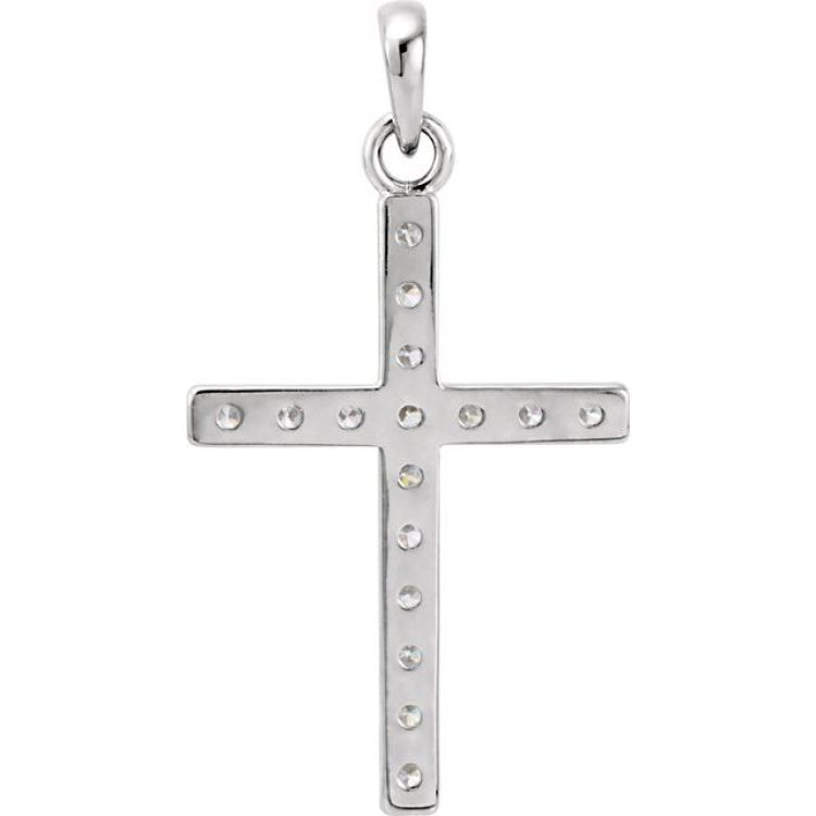 14K White 1/2 CTW Lab-Grown Diamond Cross Pendant 14K White 1/2 CTW Lab-Grown Diamond Cross Pendant
