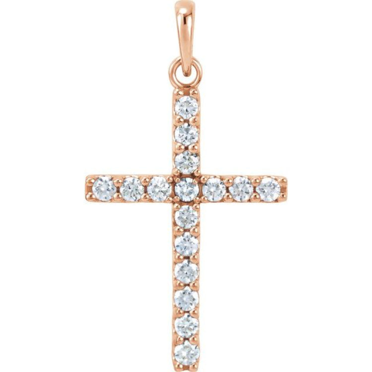 14K Rose 1/2 CTW Lab-Grown Diamond Cross Pendant 14K Rose 1/2 CTW Lab-Grown Diamond Cross Pendant