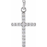 14K White 1/5 CTW Lab-Grown Diamond Cross Pendant