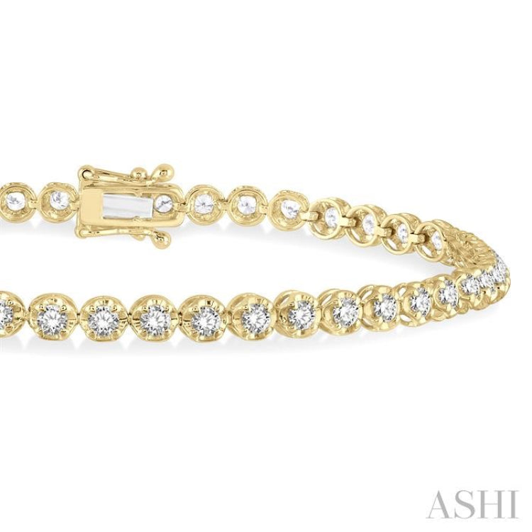 2 Ctw Round Cut Diamond Illusion Tennis Bracelet in 10K Yellow Gold 2 Ctw Round Cut Diamond Illusion Tennis Bracelet in 10K Yellow Gold