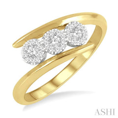 1/5 Ctw Bypass Triple Circular Mount Lovebright Round Cut Diamond Fashion Ring in 14K Yellow and White Gold 1/5 Ctw Bypass Triple Circular Mount Lovebright Round Cut Diamond Fashion Ring in 14K Yellow and White Gold