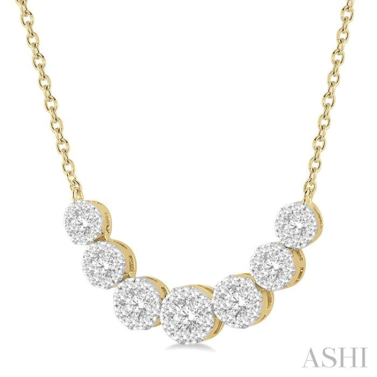 3/4 Ctw Round Cut Diamond Lovebright Necklace in 14K Yellow and White Gold 3/4 Ctw Round Cut Diamond Lovebright Necklace in 14K Yellow and White Gold