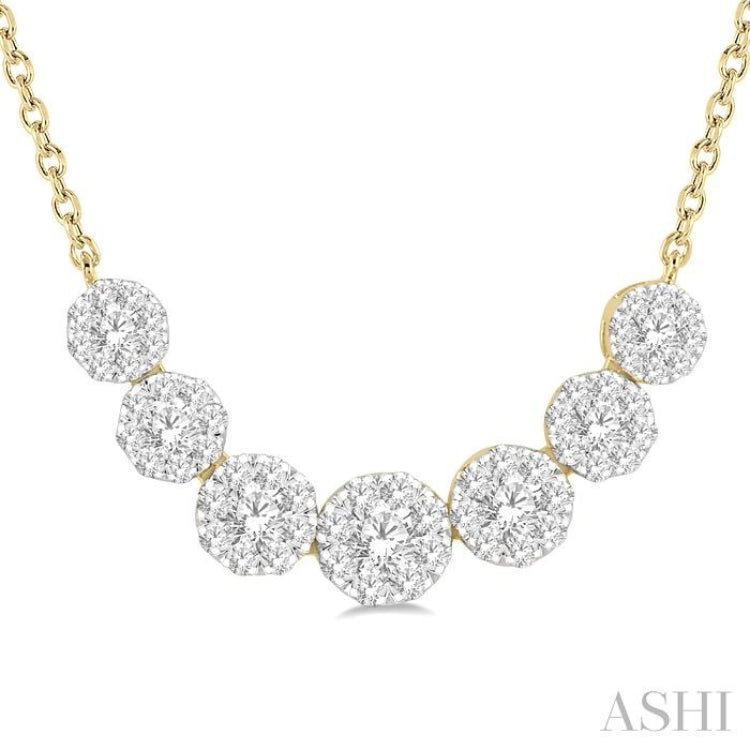 3/4 Ctw Round Cut Diamond Lovebright Necklace in 14K Yellow and White Gold 3/4 Ctw Round Cut Diamond Lovebright Necklace in 14K Yellow and White Gold