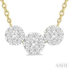 1/2 Ctw 3-Stone Lovebright Round Cut Diamond Necklace in 14K Yellow and White Gold 1/2 Ctw 3-Stone Lovebright Round Cut Diamond Necklace in 14K Yellow and White Gold