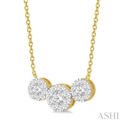 3/4 Ctw 3-Stone Lovebright Round Cut Diamond Necklace in 14K Yellow and White Gold 3/4 Ctw 3-Stone Lovebright Round Cut Diamond Necklace in 14K Yellow and White Gold