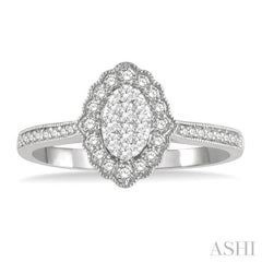 1/3 Ctw Oval Lattice Lovebright Round Cut Diamond Ladies Ring in 14K White Gold 1/3 Ctw Oval Lattice Lovebright Round Cut Diamond Ladies Ring in 14K White Gold