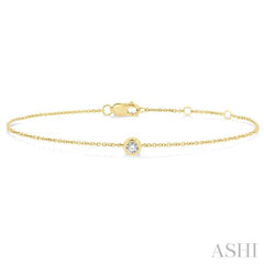 1/10 Ctw Bezel Set Round Cut Diamond Petite Fashion Bracelet in 10K Yellow Gold 1/10 Ctw Bezel Set Round Cut Diamond Petite Fashion Bracelet in 10K Yellow Gold