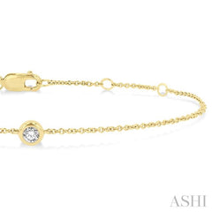 1/10 Ctw Bezel Set Round Cut Diamond Petite Fashion Bracelet in 10K Yellow Gold 1/10 Ctw Bezel Set Round Cut Diamond Petite Fashion Bracelet in 10K Yellow Gold