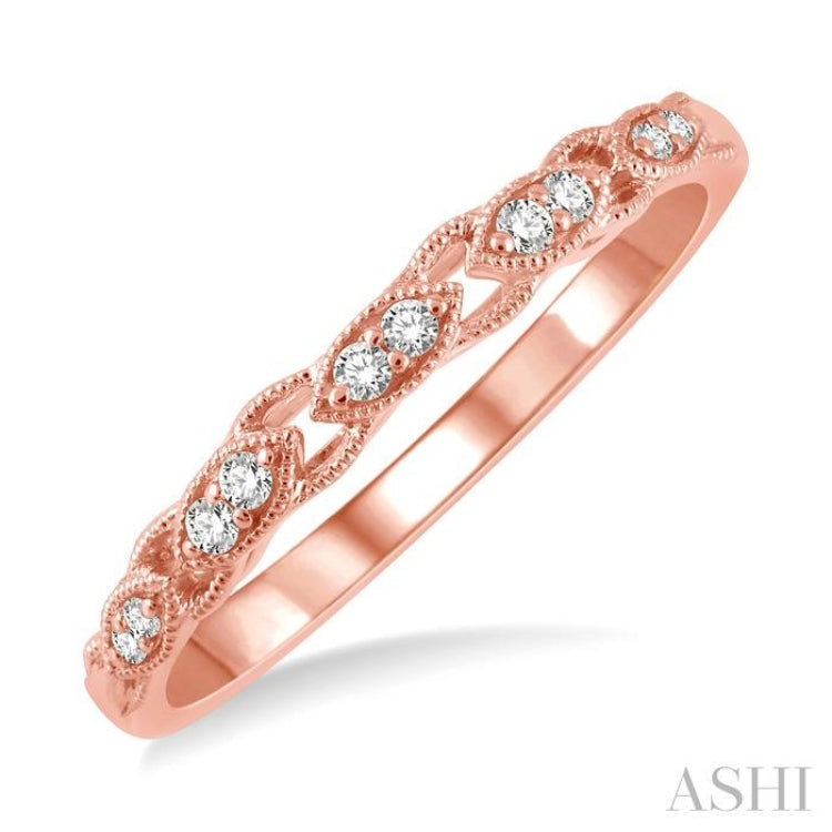 1/10 Ctw Marquise Shape Lattice Round Cut Diamond Wedding Band in 14K Rose Gold 1/10 Ctw Marquise Shape Lattice Round Cut Diamond Wedding Band in 14K Rose Gold