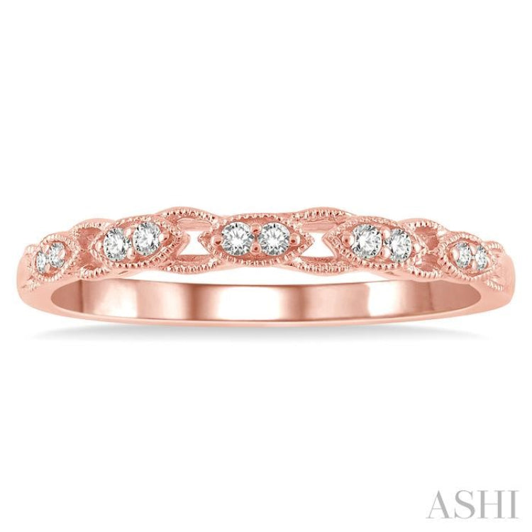 1/10 Ctw Marquise Shape Lattice Round Cut Diamond Wedding Band in 14K Rose Gold 1/10 Ctw Marquise Shape Lattice Round Cut Diamond Wedding Band in 14K Rose Gold