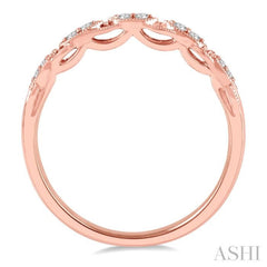 1/10 Ctw Marquise Shape Lattice Round Cut Diamond Wedding Band in 14K Rose Gold 1/10 Ctw Marquise Shape Lattice Round Cut Diamond Wedding Band in 14K Rose Gold