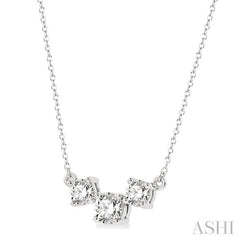 1 1/4 Ctw Three Stone Round Cut Diamond Necklace in 14K White Gold 1 1/4 Ctw Three Stone Round Cut Diamond Necklace in 14K White Gold