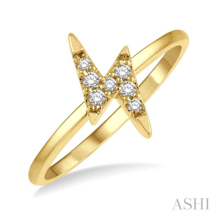 1/10 Ctw Lightning Bolt Round Cut Diamond Petite Fashion Ring in 14K Yellow Gold 1/10 Ctw Lightning Bolt Round Cut Diamond Petite Fashion Ring in 14K Yellow Gold