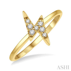 1/10 Ctw Lightning Bolt Round Cut Diamond Petite Fashion Ring in 14K Yellow Gold 1/10 Ctw Lightning Bolt Round Cut Diamond Petite Fashion Ring in 14K Yellow Gold
