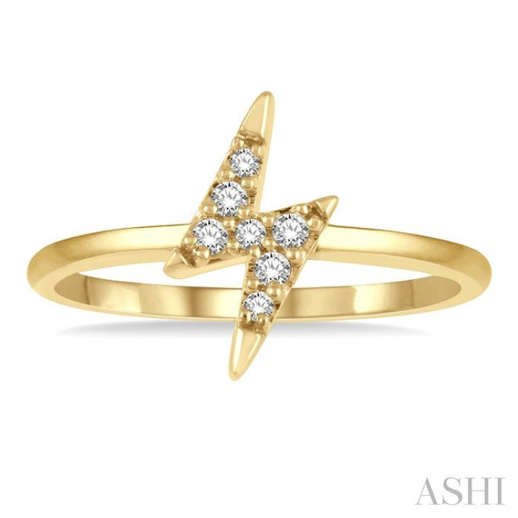 1/10 Ctw Lightning Bolt Round Cut Diamond Petite Fashion Ring in 14K Yellow Gold 1/10 Ctw Lightning Bolt Round Cut Diamond Petite Fashion Ring in 14K Yellow Gold
