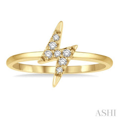 1/10 Ctw Lightning Bolt Round Cut Diamond Petite Fashion Ring in 14K Yellow Gold 1/10 Ctw Lightning Bolt Round Cut Diamond Petite Fashion Ring in 14K Yellow Gold